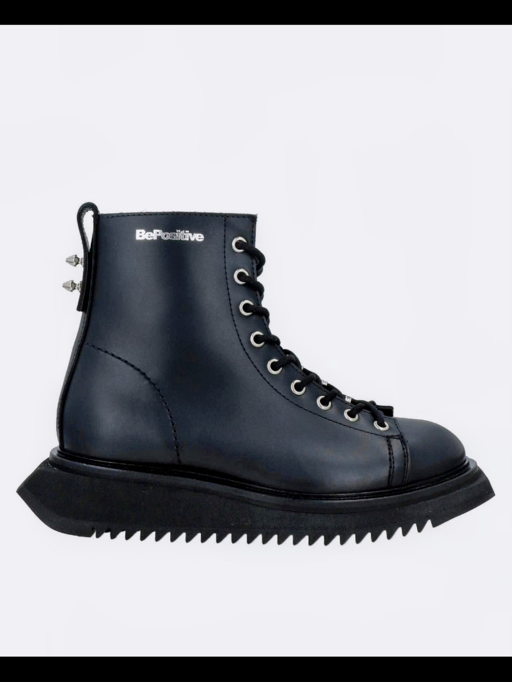 Black Women's Lace-Up Leather Platform Ankle Boot